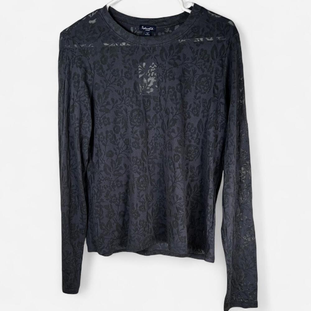 Splendid - NWT Women's Charcoal Gray Burnout Long Sleeve Shirt -  Size Large